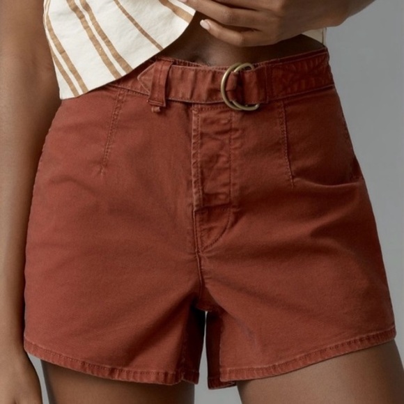 🟠NWT PILCRO by ANTHROPOLOGIE Belted Camp Shorts in Brick